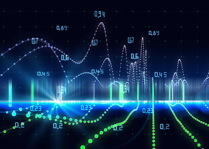Abstract technology background with wireframe graph from dotted and data. Visual presentation of analytics lines algorithms.