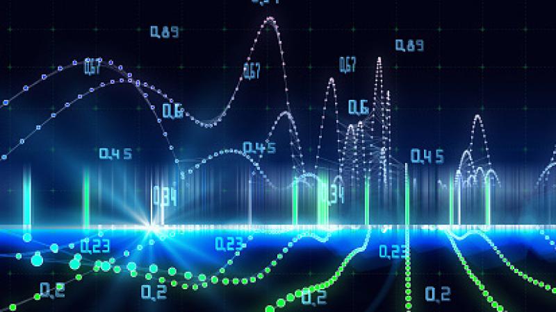 Abstract technology background with wireframe graph from dotted and data. Visual presentation of analytics lines algorithms.